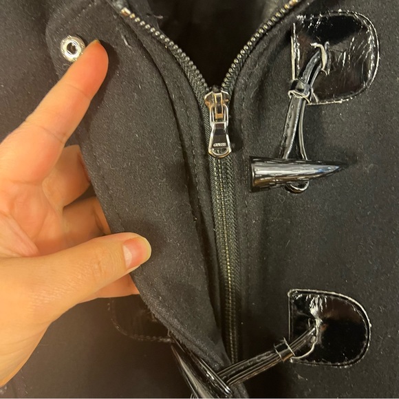 GUESS Jacket Wool Women M Medium Toggle Button Black Hooded Hoody - Picture 5 of 7